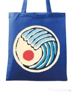 Sacosa din panza Great wave Albastru regal