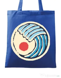 Sacosa din panza Great wave Albastru regal