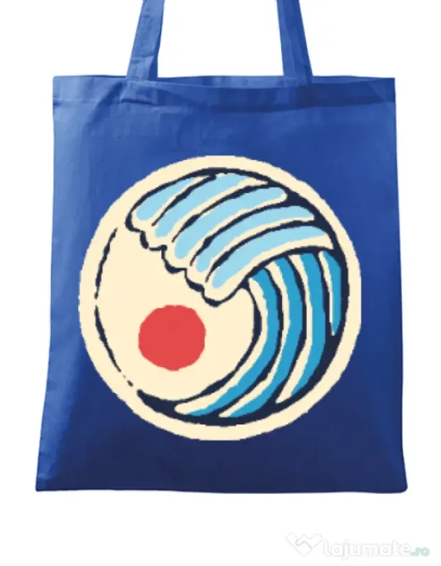 Sacosa din panza Great wave Albastru regal