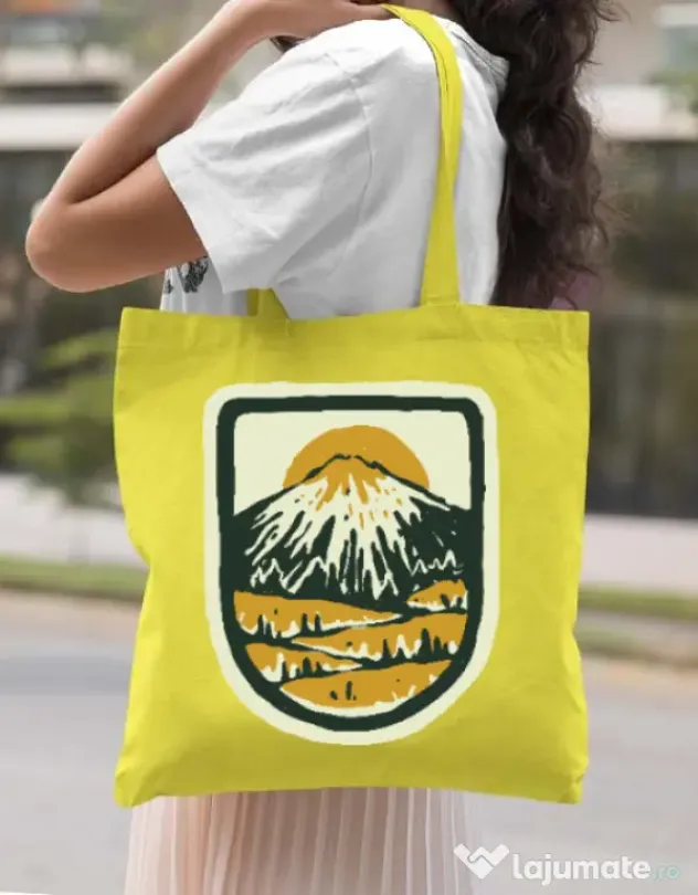 Sacosa din panza Hand drawn mountains Galben