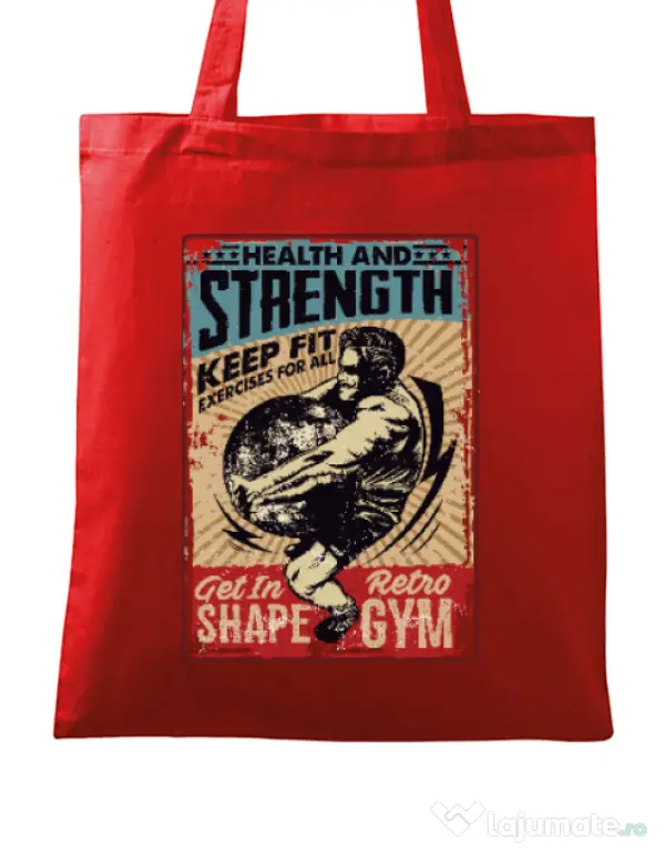 Sacosa din panza Health and strength Rosu