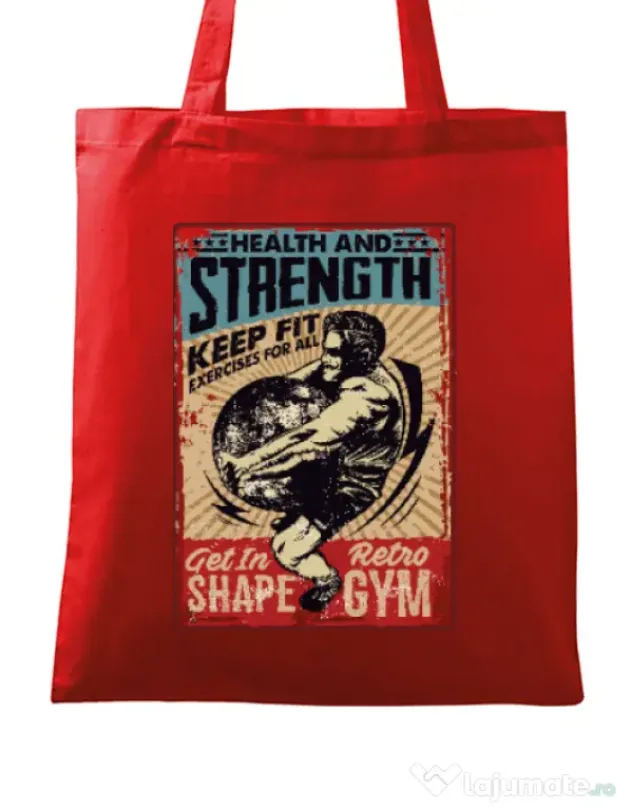 Sacosa din panza Health and strength Rosu