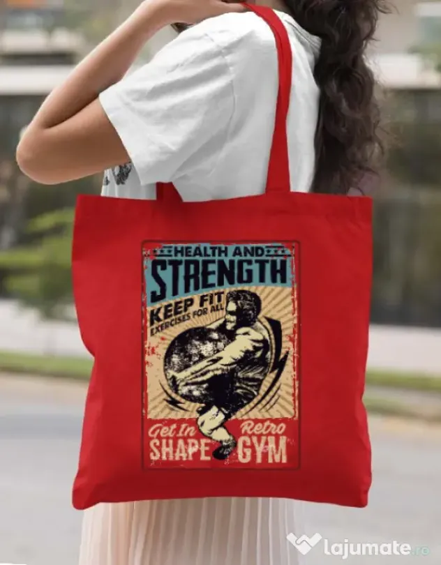 Sacosa din panza Health and strength Rosu