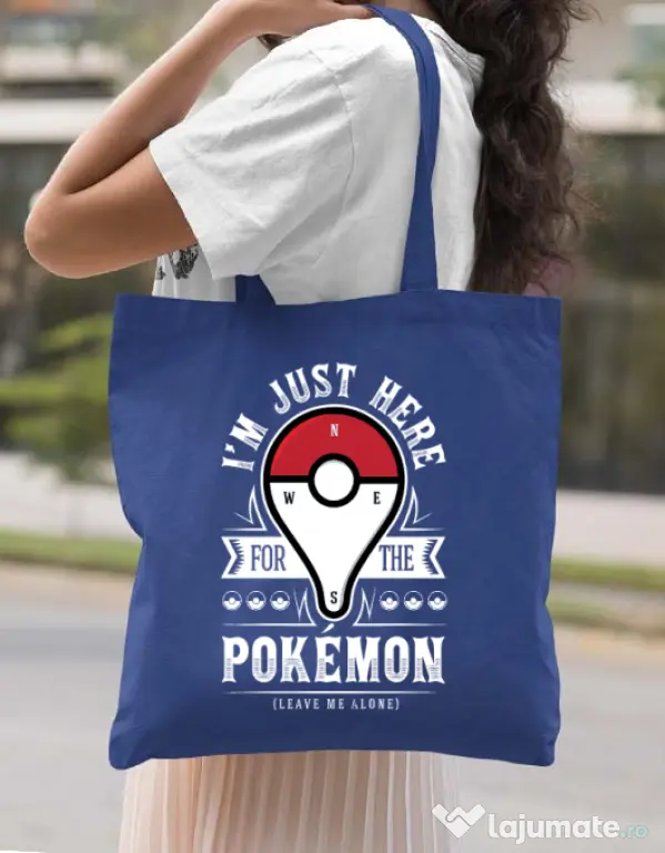 Sacosa din panza Here for the Pokemon Albastru regal