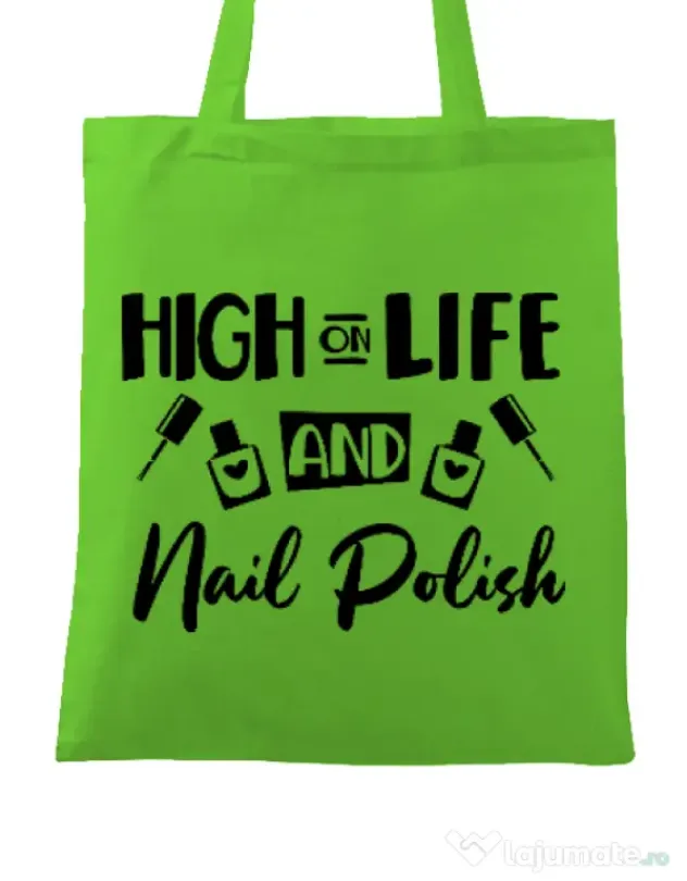 Sacosa din panza High on life Verde mar