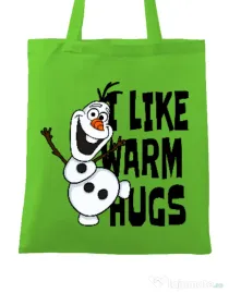 Sacosa din panza I like warm hugs Verde mar