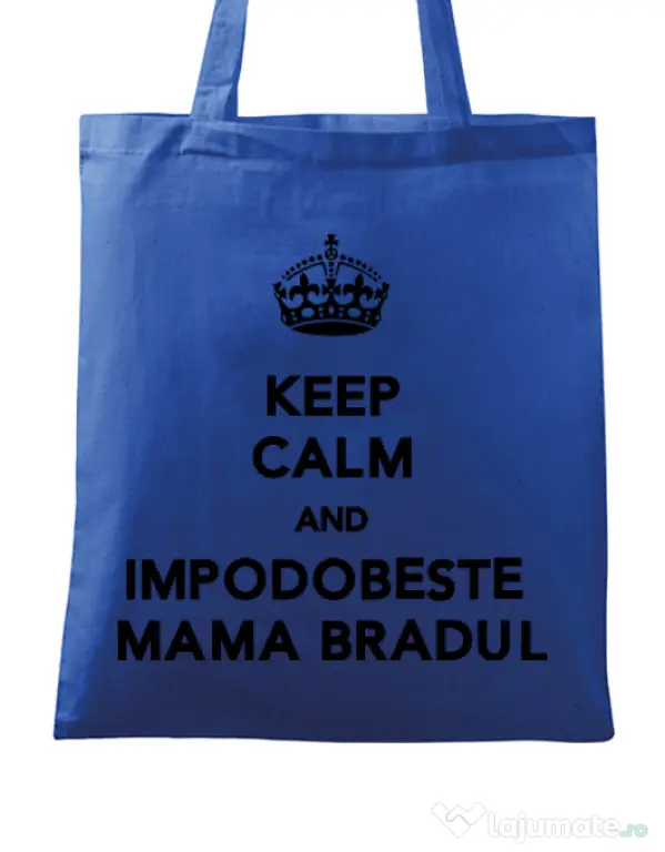 Sacosa din panza Impodobeste mama bradul Albastru regal