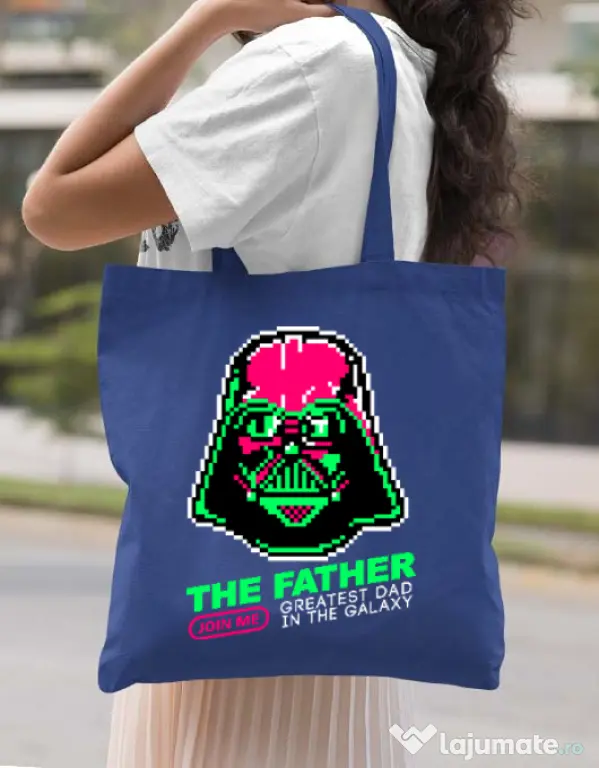 Sacosa din panza Join the father Albastru regal