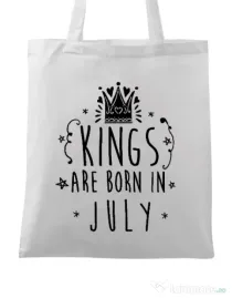Sacosa din panza Kings are born in July Alb