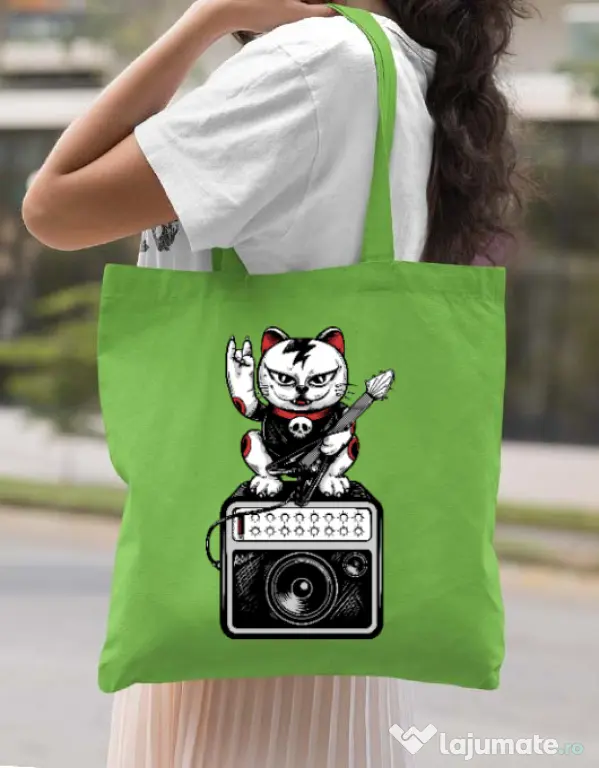 Sacosa din panza Lets rock Verde mar