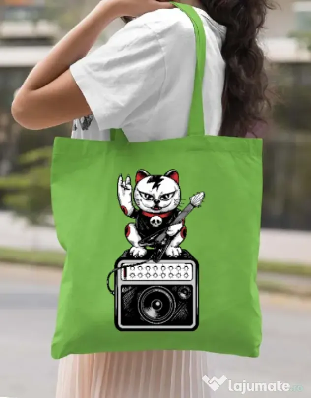 Sacosa din panza Lets rock Verde mar