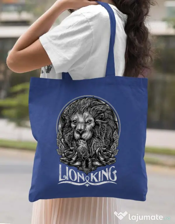 Sacosa din panza Lion king Albastru regal