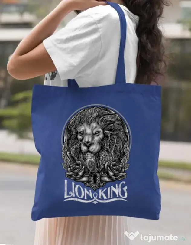 Sacosa din panza Lion king Albastru regal