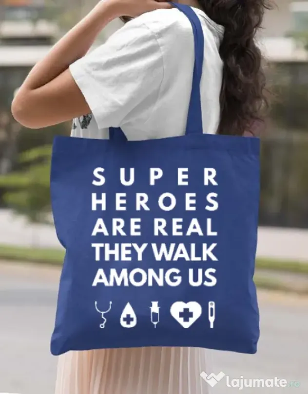 Sacosa din panza Medical heroes Albastru regal