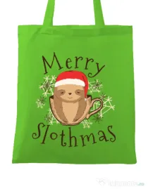 Sacosa din panza Merry slothmas Verde mar