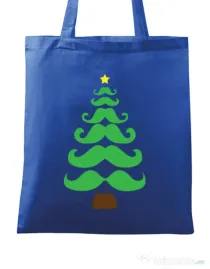 Sacosa din panza Moustache Christmas tree Albastru regal