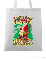 Sacosa din panza Naughty Santa Alb