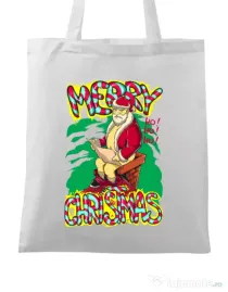 Sacosa din panza Naughty Santa Alb