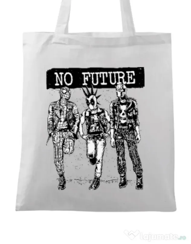 Sacosa din panza No future Alb