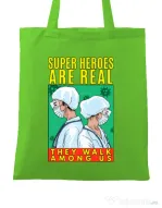 Sacosa din panza Real super heroes Verde mar