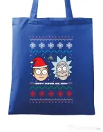Sacosa din panza Rick and Morty Christmas Albastru regal