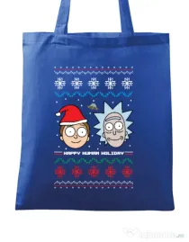 Sacosa din panza Rick and Morty Christmas Albastru regal