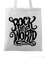 Sacosa din panza Rock my world Alb