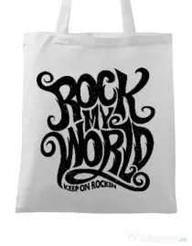 Sacosa din panza Rock my world Alb