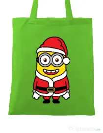 Sacosa din panza Santa minions Verde mar