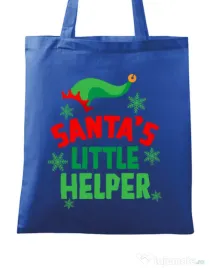 Sacosa din panza Santas little helper Albastru regal