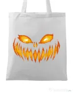 Sacosa din panza Scary pumpkin face Alb