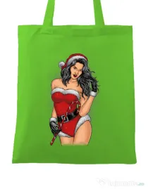 Sacosa din panza Sexy Santa Girl Verde mar