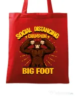 Sacosa din panza Social distancing 2 Rosu