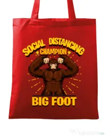 Sacosa din panza Social distancing 2 Rosu