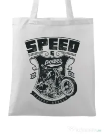 Sacosa din panza Speed and power Alb