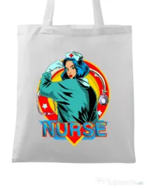 Sacosa din panza Strong nurse Alb