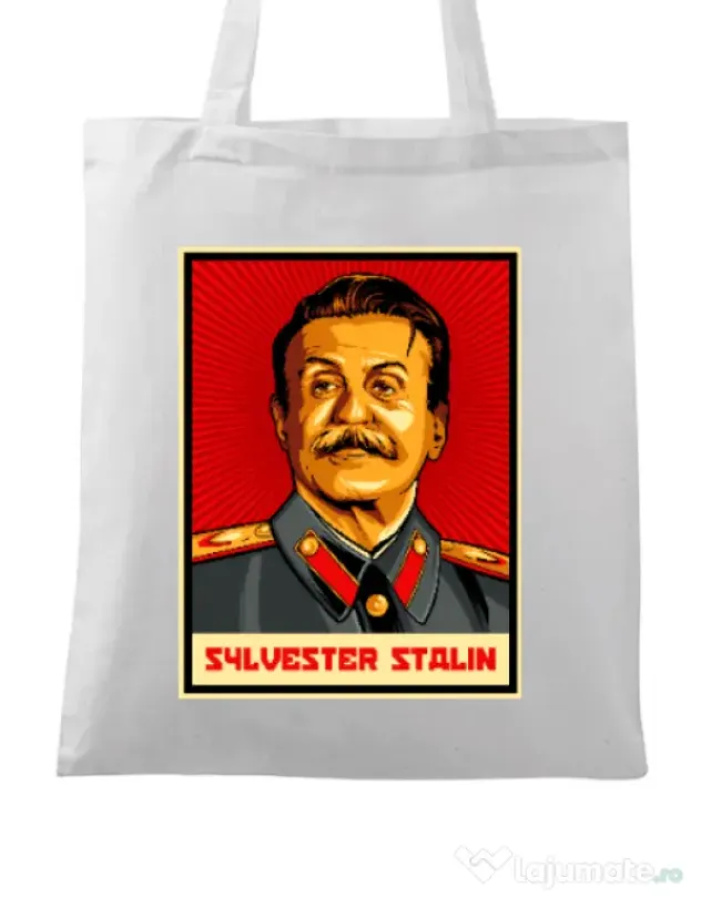 Sacosa din panza Sylvester Stalin Alb
