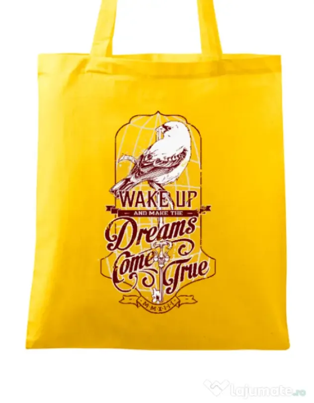Sacosa din panza Wake up Galben