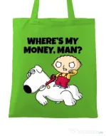 Sacosa din panza Where s my money Verde mar