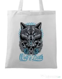 Sacosa din panza Wolf of death Alb