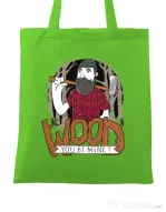 Sacosa din panza Wood you be mine Verde mar