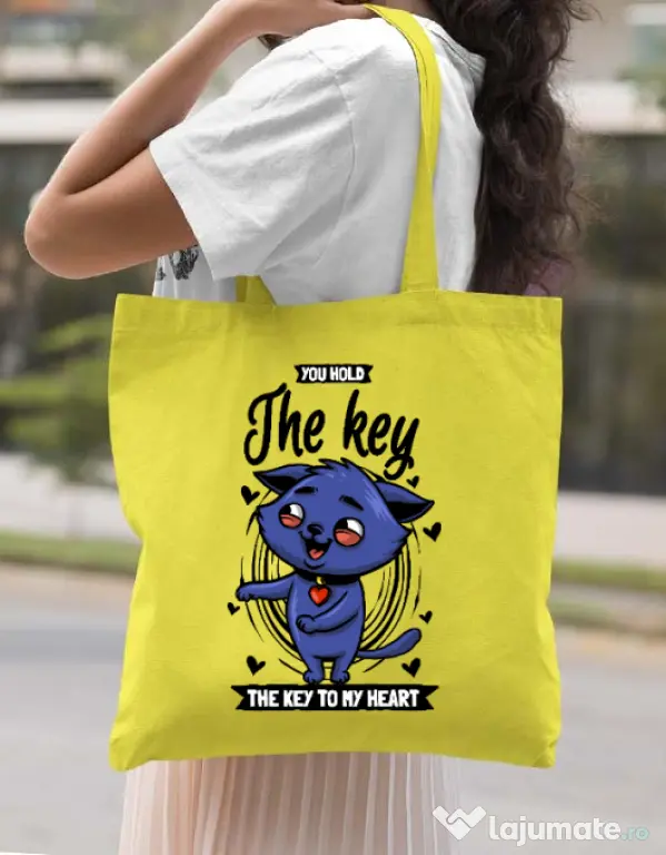 Sacosa din panza You hold the key Galben
