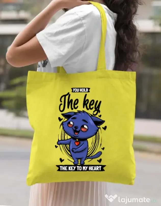 Sacosa din panza You hold the key Galben