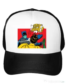 Sapca personalizata Stay home Robin Alb