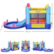 Outsunny Castel Gonflabil cu Trambulină și Tobogan, pentru Copii 3-12 Ani, 380x200x180cm, Multicolor | Aosom Romania