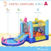 Outsunny Castel Gonflabil cu Trambulină și Tobogan, pentru Copii 3-12 Ani, 380x200x180cm, Multicolor | Aosom Romania