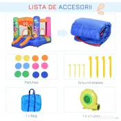 Outsunny Castel Gonflabil cu Trambulină și Tobogan, pentru Copii 3-12 Ani, 380x200x180cm, Multicolor | Aosom Romania