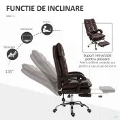 Scaun de Birou Ergonomic Vinsetto, Suport picioare, Inaltime Reglabila Maro | Aosom Romania