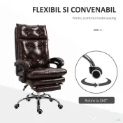 Scaun de Birou Ergonomic Vinsetto, Suport picioare, Inaltime Reglabila Maro | Aosom Romania