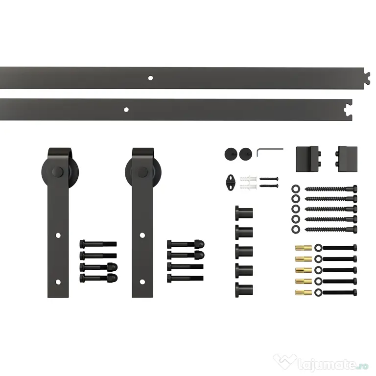 HOMCOM kit montat usi glisante, 200x4x0.6cm, negru | Aosom Romania